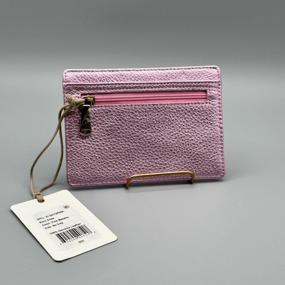 HOBO Pink Metallic Euro Slide Card Case ID Passport Holder - Picture 2 of 14